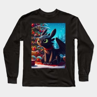 Christmas Dragon Wonderland: Festive Art Prints Featuring Whimsical Dragon Designs for a Joyful Holiday Celebration! Long Sleeve T-Shirt